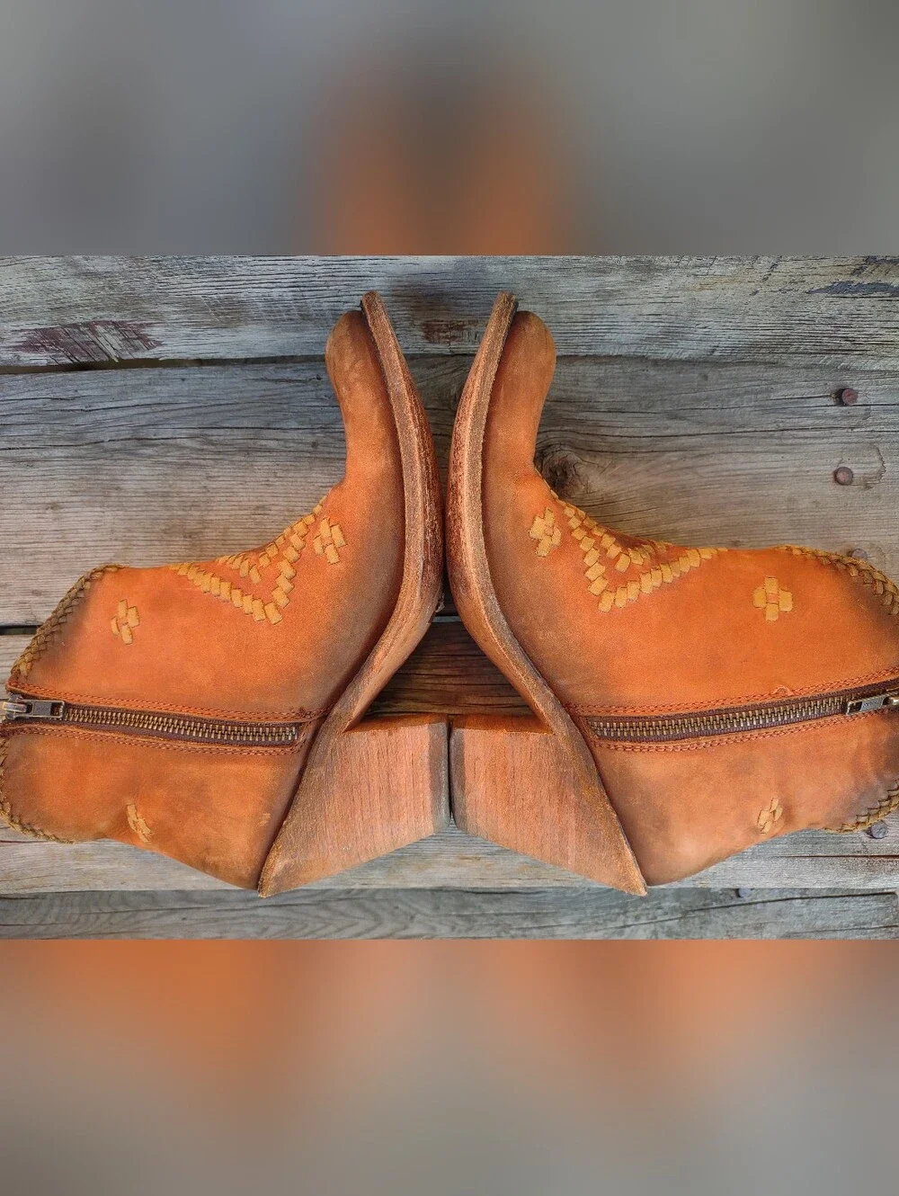 Liberty Black Aztec Southwestern Leather Western Cowgirl Booties Size US 7